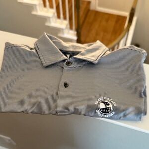 Pebble Beach Men's Polo Shirt - Black and White Stripes